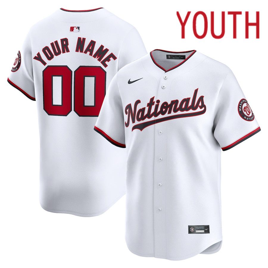 Youth Washington Nationals Nike White Home Limited Custom MLB Jersey->customized mlb jersey->Custom Jersey